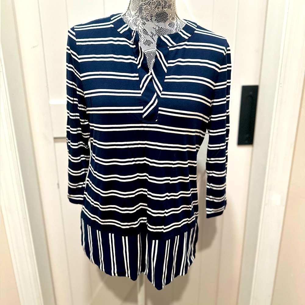 Talbots Women’s Medium Striped Long Sleeve Tunic Shirt